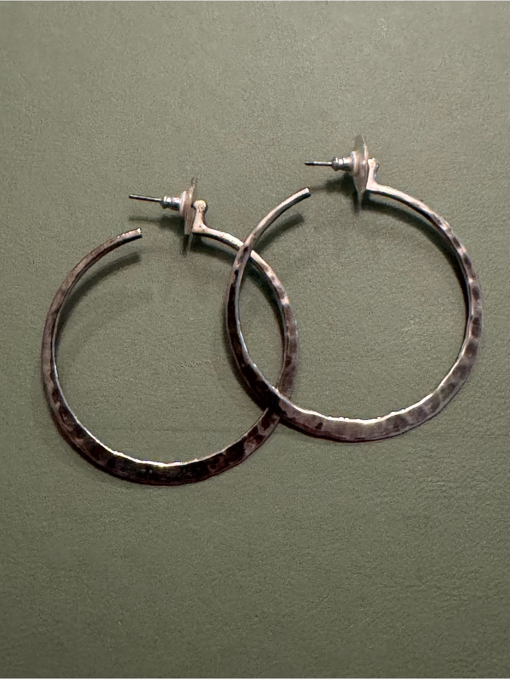Silpada Hammered Sterling Silver Hoop Post Earrings. Style number P1287 Retired